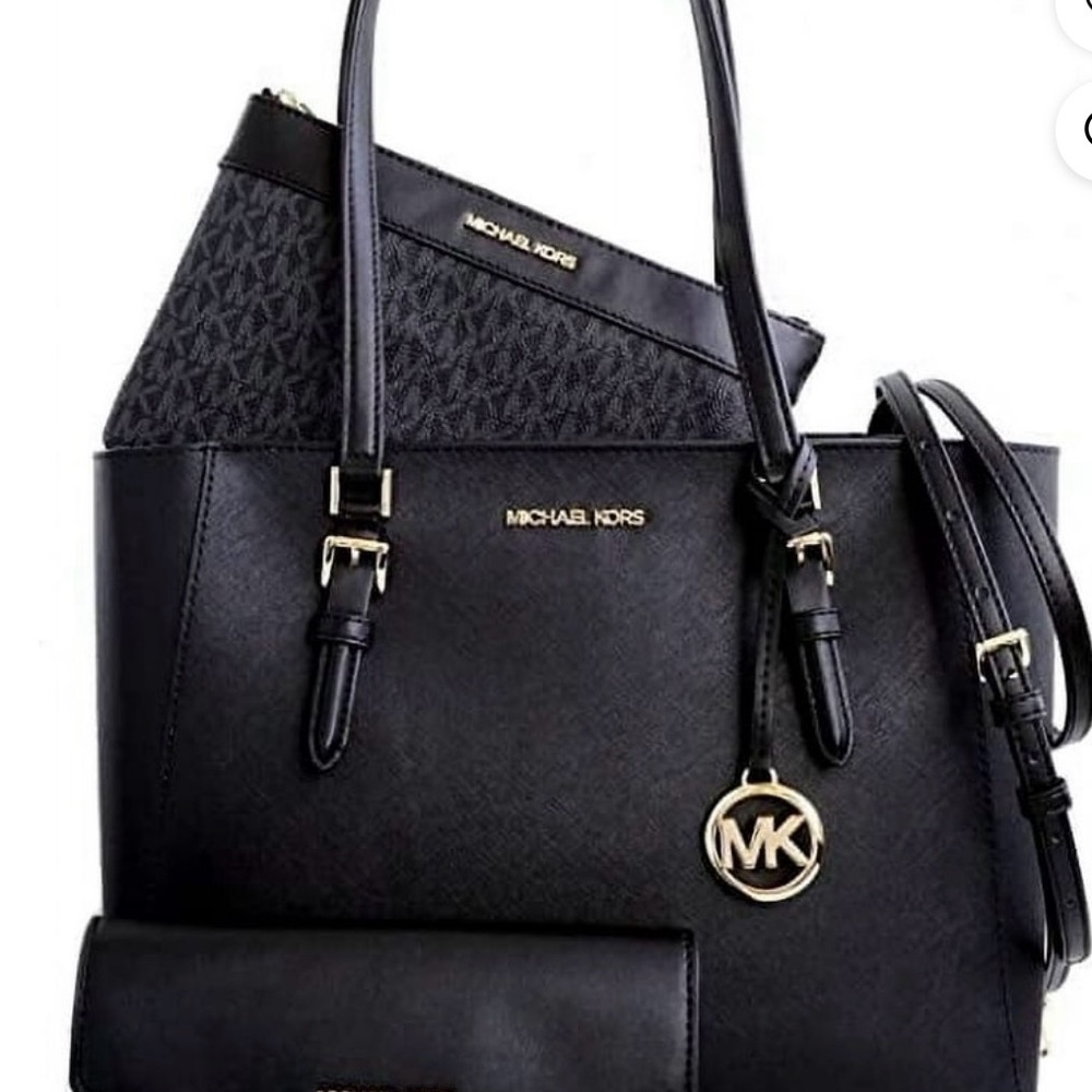 3 Piece Set Michael Kors Charlotte Leather 3 in 1 Tote/Crossbody